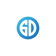 Obraz premium Initial letter GD, rounded letter circle logo, modern gradient blue color 