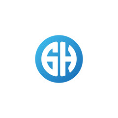 Initial letter GH, rounded letter circle logo, modern gradient blue color	
 
