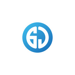 Initial letter GJ, rounded letter circle logo, modern gradient blue color	
 
