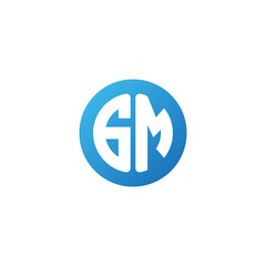 Initial letter GM, rounded letter circle logo, modern gradient blue color	
 
