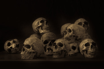 Genocides, Stacked human skulls at the Killing Fields