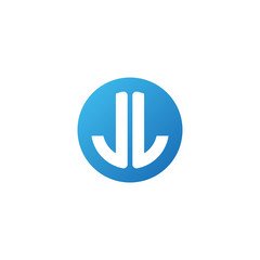 Initial letter JL, JJ mirror, rounded letter circle logo, modern gradient blue color	
 
