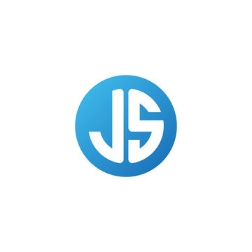 Initial letter JS, rounded letter circle logo, modern gradient blue color	