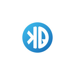 Initial letter KQ, rounded letter circle logo, modern gradient blue color	
