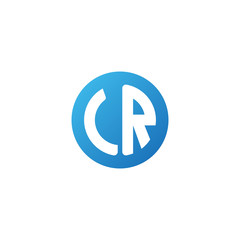 Initial letter CR, rounded letter circle logo, modern gradient blue color	