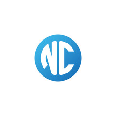 Initial letter NC, rounded letter circle logo, modern gradient blue color	