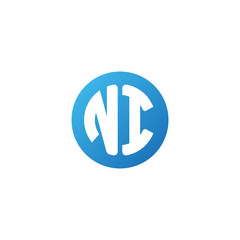 Fototapeta na wymiar Initial letter NI, rounded letter circle logo, modern gradient blue color 