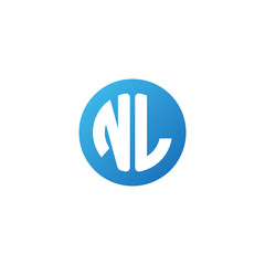 Fototapeta na wymiar Initial letter NL, rounded letter circle logo, modern gradient blue color 