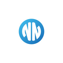 Initial letter NN, rounded letter circle logo, modern gradient blue color	