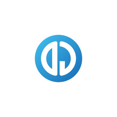 Initial letter OJ, rounded letter circle logo, modern gradient blue color	
 
