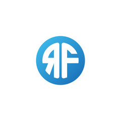 Initial letter RF, rounded letter circle logo, modern gradient blue color	
 
