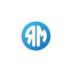 Initial letter RM, rounded letter circle logo, modern gradient blue color	
 
