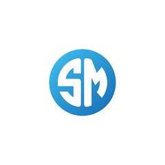 Initial letter SM, rounded letter circle logo, modern gradient blue color	
 
