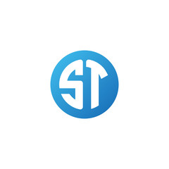 Initial letter ST, rounded letter circle logo, modern gradient blue color	
 
