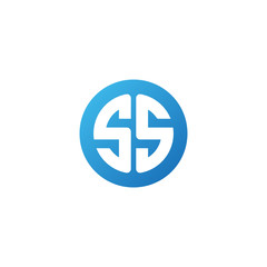 Initial letter SS, rounded letter circle logo, modern gradient blue color	
 
