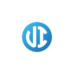 Obraz premium Initial letter UI, rounded letter circle logo, modern gradient blue color 