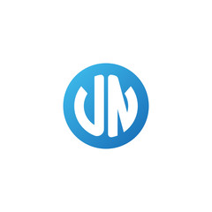 Initial letter UN, rounded letter circle logo, modern gradient blue color	
 

