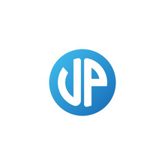 Obraz premium Initial letter UP, rounded letter circle logo, modern gradient blue color 