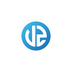 Initial letter VZ, rounded letter circle logo, modern gradient blue color	
 
