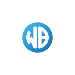 Initial letter WB, rounded letter circle logo, modern gradient blue color	
 
