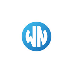 Initial letter WN, rounded letter circle logo, modern gradient blue color	
 
