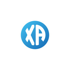 Initial letter XA, rounded letter circle logo, modern gradient blue color	
 
