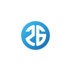 Initial letter ZG, rounded letter circle logo, modern gradient blue color	
 
