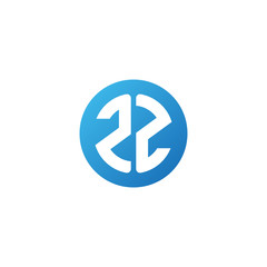 Initial letter ZZ, rounded letter circle logo, modern gradient blue color	
 

