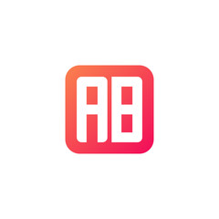 Initial letter AB, rounded letter square logo, modern gradient red color	
 
