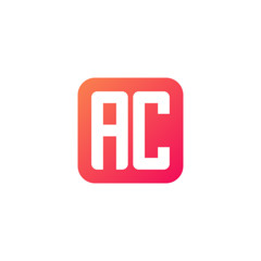 Initial letter AC, rounded letter square logo, modern gradient red color 