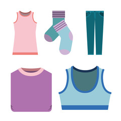 white background of colorful set elements clothes for woman