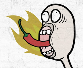 eating hot spicy chilli