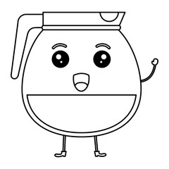 kettle coffee kawaii character vector illustration design