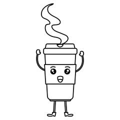 coffee in plastic cup kawaii character vector illustration design