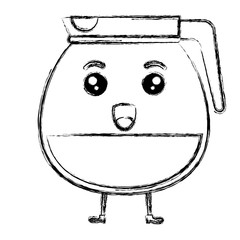 kettle coffee kawaii character vector illustration design