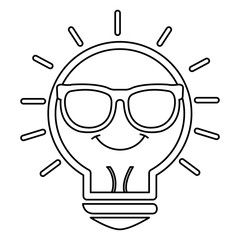 bulb light with glasses kawaii character vector illustration design