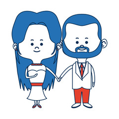 cute couple husband wife in wedding suit happy together vector illustration