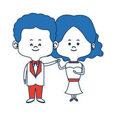 cute couple husband wife in wedding suit happy together vector illustration
