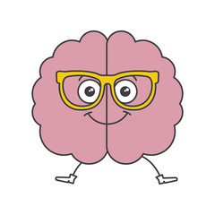 brain storming with glasses kawaii character vector illustration design