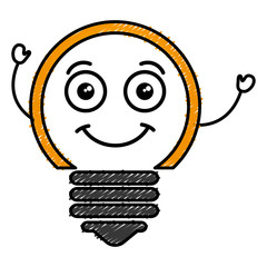 bulb light kawaii character vector illustration design