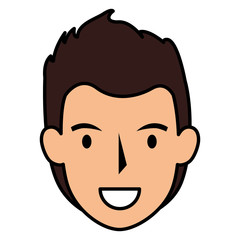 young man head avatar character vector illustration design