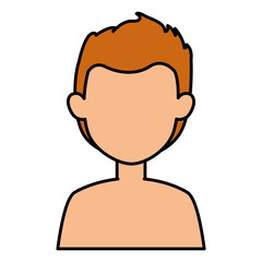 young man shirtless avatar character vector illustration design