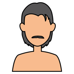 young man shirtless avatar character vector illustration design