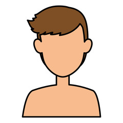 young man shirtless avatar character vector illustration design