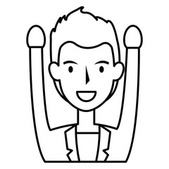 elegant businessman with hands up avatar character vector illustration design