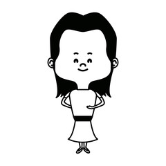 cute cartoon woman pretty elegant clothes vector illustration