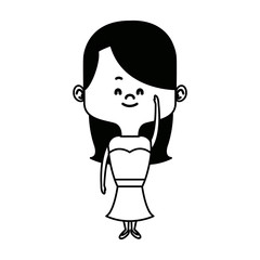 cute cartoon woman pretty elegant clothes vector illustration