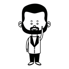 young happy groom man wear suit married vector illustration