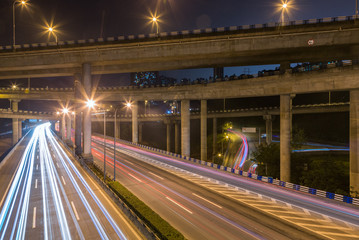 view of Huang Jue Wan interchange at night in Chongqing,China.