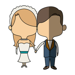 cute couple husband wife in wedding suit happy together